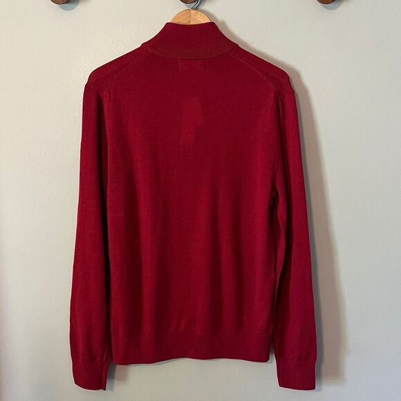 New! Banana Republic Factory 100% Merino Wool Quarter-Zip Sweater in Cognac Red - Picture 5 of 16
